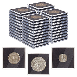 Прозрачный Пластиковый ящик для хранения монет, с губкой ЭВА внутри, квадратный, прозрачные, 48x48x6.5 мм, внутренний диаметр: 46x46 мм