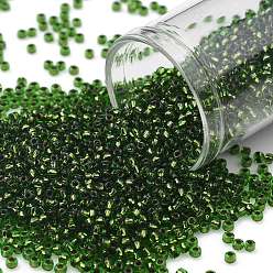 (742) Copper Lined Peridot Тохо 11/0 круглые бусины, японский бисер, (742) перидот, футерованный медью, 11/0, 2.2 мм, отверстие : 0.8 мм, Около 1110 шт / 10 г