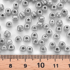 Dark Gray Glass Seed Beads, Ceylon, Round, Dark Gray, 4mm, Hole: 1.5mm, about 4500pcs/pound