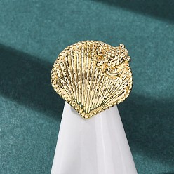 Shell Shape Открытые кольца из латуни с морской тематикой, золотые, формы раковины, размер США 7 1/4 (17.5 мм), оболочка: 24x25 мм.