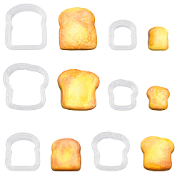 White 6Pcs 2 Styles Plastic Soft Clay Mold, Toast Shape, White, 14~21x12.5~20.5x7mm, 3pcs/style