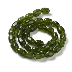 Dark Olive Green Natural Jade Beads Strands, Dyed, Nuggets, Tumbled Stone, Dark Olive Green, 9.5~11.5x8~8.5x7~8mm, Hole: 1mm, about 34~38pcs/strand, 14.76~15.16''(37.5~38.5cm)