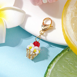 Желтый Украшения из стеклянных бусин, с 304 из нержавеющей стали Lobster Claw застежками, чашка для мороженого, желтые, 35 мм