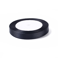 Black Single Face Satin Ribbon, Polyester Ribbon, Black, about 1/2 inch(12mm) wide, 25yards/roll(22.86m/roll), 250yards/group(228.6m/group), 10rolls/group