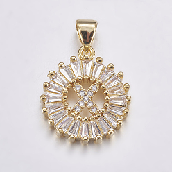 Letter X Долговечные покрытые и стойки латунные микропроволочные кубические буквы из циркония, плоско-круглые, реальный 18 k позолоченный, letter.x, 19x15.5x2.5 мм, отверстие : 3.5x4 мм