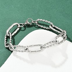 Нержавеющая Сталь Цвет 304 браслеты-цепочки из нержавеющей стали со скрепками для женщин и мужчин, цвет нержавеющей стали, 8-1/2 дюйм (21.7 см)