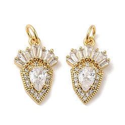 Настоящее золото 18K Подвески из кубического циркония с покрытием из латуни, без кадмия и без свинца, реальный 18 k позолоченный, 17x10.5x4 мм, отверстие : 3.5 мм