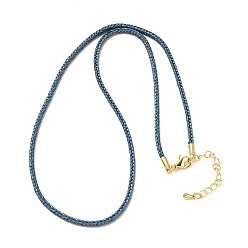 Стально-синий 2.5мм нейлоновый плетеный шнур для изготовления ожерелий, с латунными выводами и 304 застежками из лобстера из нержавеющей стали, долговечный, стойки покрытие, золотые, стальной синий, 17.72 дюйм (45 см)