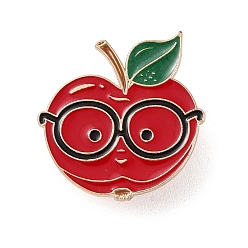 Яблоко Тема Дня учителя, покрытие стойки, броши из легкого золотого сплава, эмалевые булавки, яблоко, 26.5x27x1.5 мм