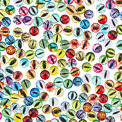 (52) Непрозрачная лаванда Стеклянные кабошоны с плоской задней стенкой, купол / полукруглый с рисунком глаз дракона, разноцветные, 8x3 мм, 2 шт / цвет, 50 цветов, 100 шт / пакет, 2 мешки, 200 шт / коробка