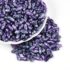 Орхидея Выпечка краска стеклянные бусины, круглое отверстие, овальные, сиреневые, 9.5x4~4.5 мм, отверстие : 0.8~1 мм, Около 1750 шт / фунт