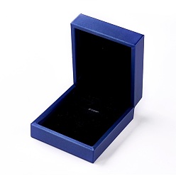 Blue Plastic Jewelry Boxes, Covered with Imitation Leather, Rectangle, Blue, 7.5x8.5x3.5cm
