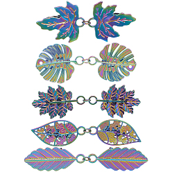 Rainbow Color 5 шт. 5 стили лист гальванизированный сплав кардиган зажимы, зажимы воротника свитера, Радуга цветов, 70~92.5 мм, 1 шт / стиль