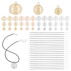 Mixed Color DIY Necklace Making Kits, Including 80Pcs Iron Wire Pendants, 20Pcs Imitation Leather Cord, Mixed Color, 20~28x18~23mm, Hole: 5mm