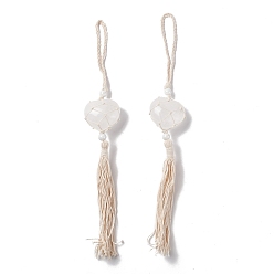 Quartz Crystal Natural Quartz Crystal Pendant Decorations, with Acrylic Pearl Beads, Heart, 31~32cm