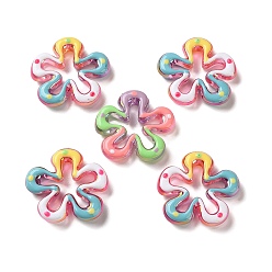 Цветок Прозрачные бусины из акриловой эмали, бусины ручной работы, разноцветные, цветок, 32.5x33x7.5 мм, отверстие : 2 мм