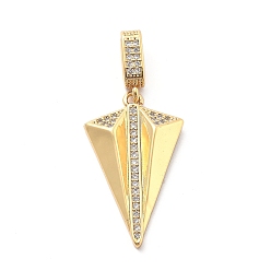 Треугольник Покрытие стойки латунь с подвесками из фианита, долговечный, подвески без свинца и кадмия, треугольные, 29.5x18x3.5 мм, отверстие : 7.5x2.5 мм