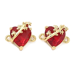 Настоящее золото 18K Латунные подвески с прозрачными фианитами, инкрустированные кристаллами кубического циркония., сердечко с подвеской в виде лозы, со стеклом, долговечный, стойки покрытие, без свинца и без кадмия, реальный 18 k позолоченный, 12.5x15x8.5 мм, отверстие : 1.5 мм