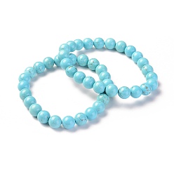 Темно-Голубой Унисекс натуральные Howlite стрейч браслеты, окрашенные, круглые, глубокое синее небо, 2-1/8 дюйм (5.5 см)
