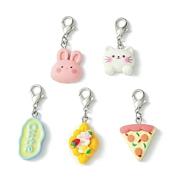 Mixed Shapes Смола подвеска украшения, с цинковым сплавом застежками омаров коготь, разнообразные, 37~47 мм