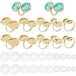 Золотой 10 шт. 5 стили 304 фурнитура для открытых манжет из нержавеющей стали, настройка кольца колодки, плоско-круглые, 20 шт 5 стили прозрачные стеклянные кабошоны, золотые, внутренний диаметр: 16.5 мм