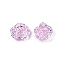 Perlas de Color Rosa Perlas de plástico abs transparente, medio-perforado, flor, rosa perla, 15x16x6.5 mm, agujero: 1.2 mm