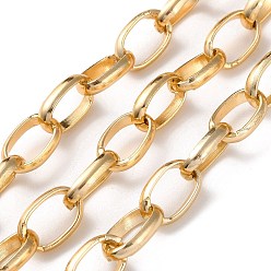 Золотой Оксидированные алюминиевые кабельные цепи, овальные звенья, несварные, с катушкой, золотые, 16x10.5x3~3.5 мм, около 65.62 футов (20 м) / рулон