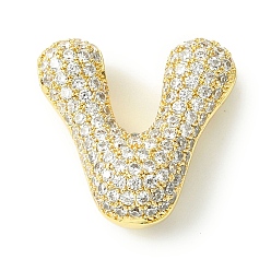 Letter V Стойки обшивки латунь кубического циркония подвески, без кадмия и без свинца, долговечный, алфавит, Буква V, 21.5x22x9 мм, отверстие : 4x2 мм