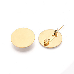 Настоящее золото 18K Вакуумное покрытие pvd 304 оправы для кабошонов из нержавеющей стали для броши, плоско-круглые, реальный 18 k позолоченный, 25 мм