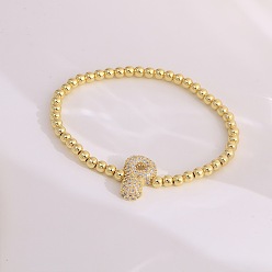 Letter P Женские браслеты из латуни с микропаве из прозрачных кубических цирконий, буквы, золотые, Письмо P, 6.69 дюйм (17 см)