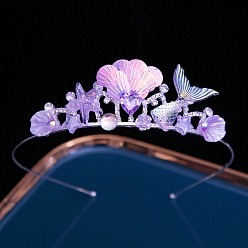 Лиловый Сплав горный хрусталь ленты для волос, аксессуары для волос для женщин и девочек, корона, сирень, 130 мм