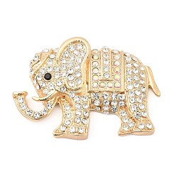 Кристалл Подвески из цинкового сплава, со стразами, слон, кристалл, 38.5x55.5x9 мм, отверстие : 2 мм