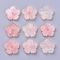 Licht Korallen Perlen aus Celluloseacetat (Harz), mit Glitzerpulver, Regenbogen Gradient Meerjungfrau Perle Stil, Blume, Licht Korallen, 19x20x3 mm, Bohrung: 1 mm