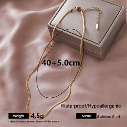 Golden European 304 Stainless Steel Snake Chain Necklaces for Women, Golden, Golden, 15.75 inch(40cm)