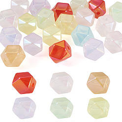 Mixed Color 20Pcs UV Plating Opaque Acrylic Imitation Jelly Beads, Iridescent, Nuggets, Faceted, Mixed Color, 15.5x19x19mm, Hole: 3mm