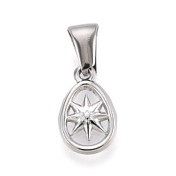 Нержавеющая Сталь Цвет 303 подвески из нержавеющей стали, яйцо со звездочками, цвет нержавеющей стали, 12.5x8x10 мм, отверстие : 6.5x2.7 мм