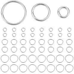 Серебро 304 кольца прыжок из нержавеющей стали, открытые кольца прыжок, металлические разъемы для поделок ювелирных изделий и брелков, серебряные, 4~8x0.8 мм, внутренний диаметр: 2.4~6.4 мм, 1000 шт / комплект
