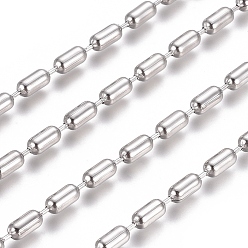 Stainless Steel Color Non-Tarnish 304 Stainless Steel Ball Chains, Stainless Steel Color, Column: 6x3mm