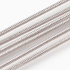 Platinum Brass Round Snake Chains, Soldered, Platinum, 1.5x1.4mm