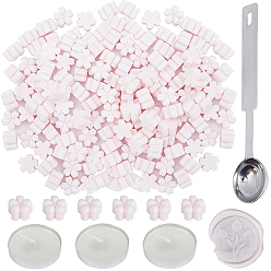 Pink 110шт. цветочные частицы сургуча, с ложкой из нержавеющей стали (ПК) и плоскими круглыми свечами (ПК), для ретро печать печать, розовые, 1 мм