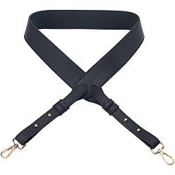 Black 1Pc Imitation Leather Adjustable Bag Straps, with Metal Swivel Clasps, for Bag Replacement Accessories, Black, 105~112x4x0.4cm