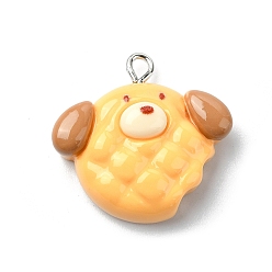 Собака Подвески из смолы, с железной фурнитурой, собака, 24.5x25x8.5 мм, отверстие : 2 мм