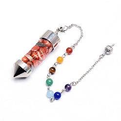 Красный Камень Остроконечный биолокационный маятник из натуральной красной яшмы, принадлежности для гадания, платина, 210 мм