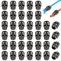 Gunmetal 50Pcs Alloy European Beads, Skull, Large Hole Beads, Gunmetal, 13x10.5x9.7mm, Hole: 6.5x6mm
