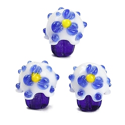 Озёрно--синий Ручной работы Lampwork неровный бисер, чашка торт, Плут синий, 14~16x12.5~14x13~14 мм, отверстие : 1.2~1.5 мм