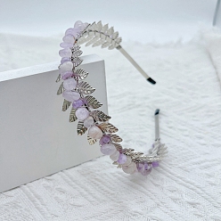 Нефрит Резинки для волос из натуральной нефритовой крошки, аксессуары для волос для невесты, с металлическим обручем для волос, 150x125x35 мм