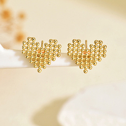 Сердце Латунь серьги, реальный 18 k позолоченный, сердце, 15.4x14 мм