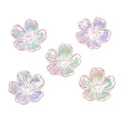 Mixed Color UV Plating Opaque Acrylic Beads, Iridescent, Flower, Gradient Color, Mixed Color, 12x12x3mm, Hole: 1.4mm