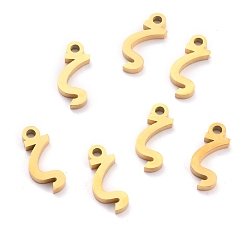 Letter Z 304 подвески из нержавеющей стали, матовый стиль, греческий алфавит, золото, letter.z, letter.z: 12x5x1.5 мм, отверстие : 1.5 мм