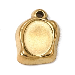 Chapado en Oro Real 18K 304 Configuración de cabujón colgante del acero inoxidable, oval, revestimiento de iones (ip), real 18 k chapado en oro, 13x10x2.5 mm, agujero: 1.2 mm, Bandeja: 6.5x8.5 mm